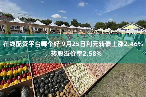 在线配资平台哪个好 9月25日利元转债上涨2.46%，转股溢价率2.58%