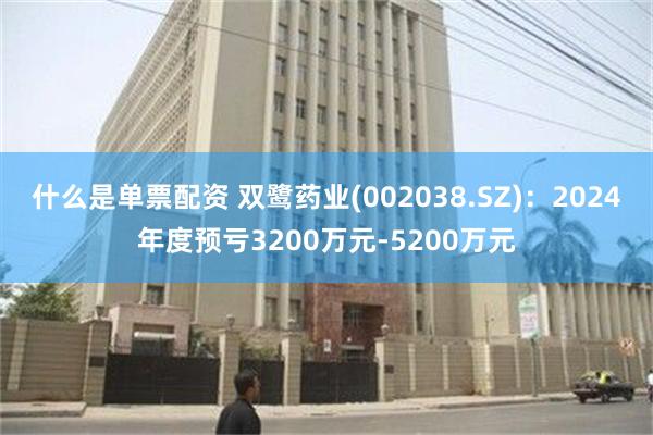 什么是单票配资 双鹭药业(002038.SZ)：2024年度预亏3200万元-5200万元